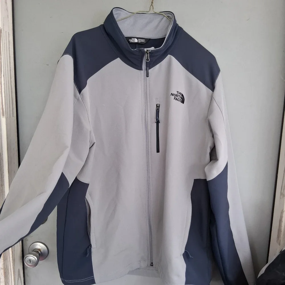 The North Face Jacket Mens 2 Tone Gray Navy Blue WindWall‎ Full Zip L GUC
